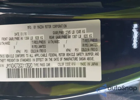 2016 Mazda Mx-5 Miata Grand Touring из США, поврежденный, VIN JM1NDAD72G0110520